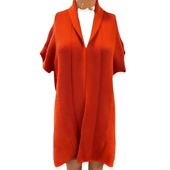 Dex Knit Sweater Short Sleeve V-neck 100% Acrylic Fabric Orange Women's XS EUC - Picture 3 of 7